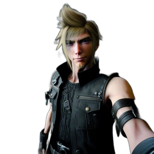 weapon, staff, hair, face, concept art, 3d render, cyberpunk, photorealistic transparent PNG cut-out