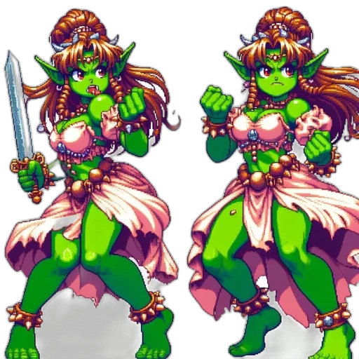 pixel art, concept art, fantasy art, 3d render, green, neon, two, pixelated transparent PNG cut-out