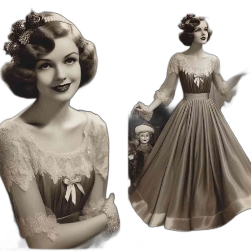 dress, concept art, photorealistic, 3d render, photo, woman, donning, old-fashioned transparent PNG cut-out