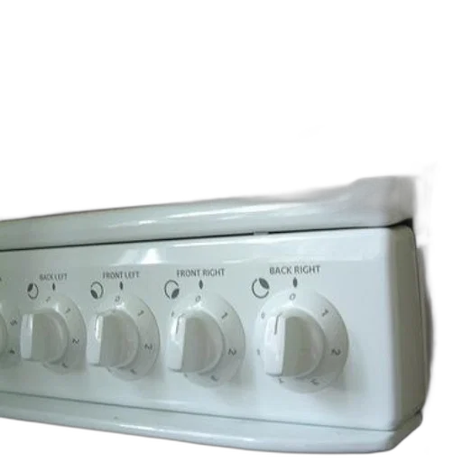 weapon, 3d render, photorealistic, white, stove, five, knobs, pot transparent PNG cut-out