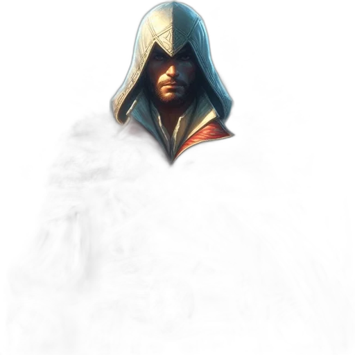 mask, jacket, face, sword, concept art, fantasy art, comic book art, pixel art transparent PNG cut-out