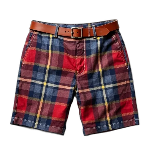 jacket, red, pair, plaid, shorts, mix, blue, yellow transparent PNG cut-out