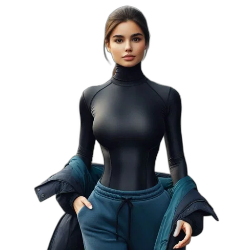 jacket, dress, 3d render, concept art, photorealistic, cyberpunk, dark, monochrome transparent PNG cut-out