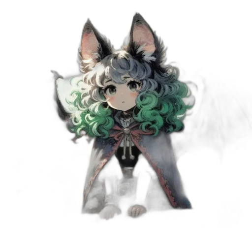 staff, creature, mask, animal, fantasy art, concept art, anime, watercolor transparent PNG cut-out