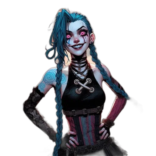 concept art, comic book art, fantasy art, cyberpunk, dark, blue, eccentric, female transparent PNG cut-out