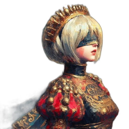 crown, dress, face, staff, concept art, fantasy art, 3d render, photorealistic transparent PNG cut-out