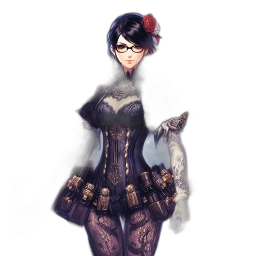 dress, staff, weapon, mask, concept art, fantasy art, anime, pixel art transparent PNG cut-out