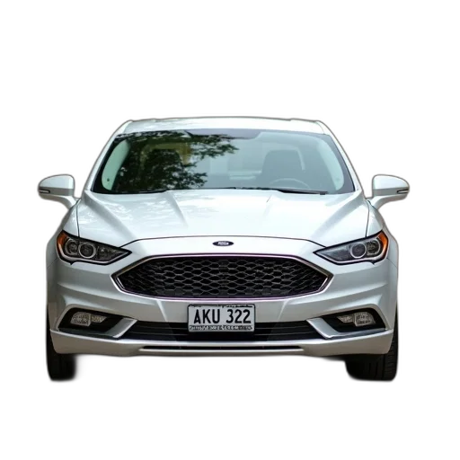 car, white, ford, parked, driveway, wooden, fence, trees transparent PNG cut-out