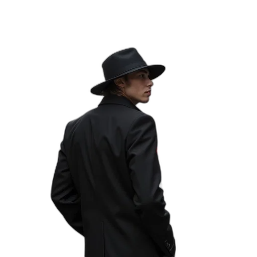 hat, jacket, staff, umbrella, 3d render, concept art, photorealistic, cyberpunk transparent PNG cut-out