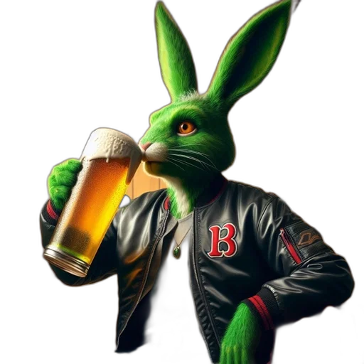 jacket, animal, concept art, photorealistic, anthropomorphic, rabbit, clad, leather transparent PNG cut-out