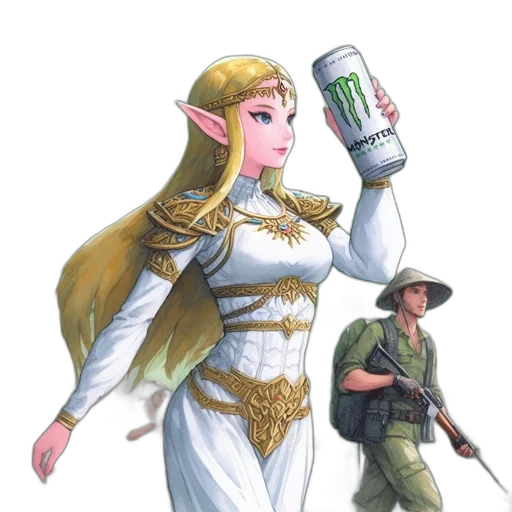 weapon, bottle, staff, dress, concept art, fantasy art, pixel art, vaporwave transparent PNG cut-out