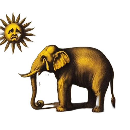 animal, creature, staff, umbrella, concept art, 3d render, sunset, golden transparent PNG cut-out