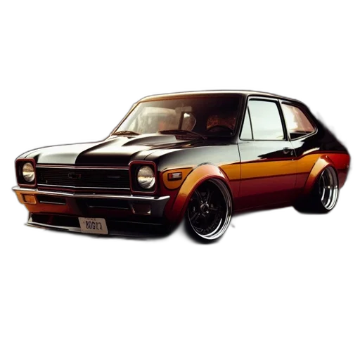 car, animal, photorealistic, concept art, 3d render, vintage, black, orange transparent PNG cut-out