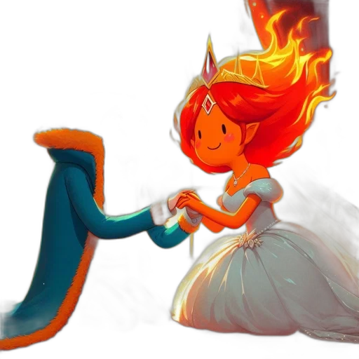 crown, dress, staff, concept art, fantasy art, pixel art, 3d render, fire transparent PNG cut-out