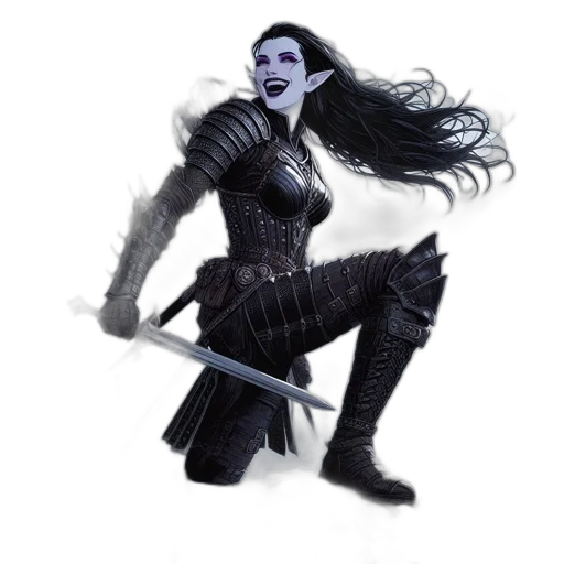 sword, fantasy art, concept art, comic book art, pixel art, blue, dark, armored transparent PNG cut-out