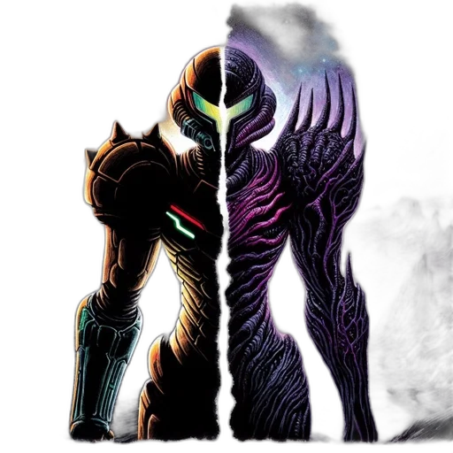 concept art, fantasy art, comic book art, pixel art, outer space, dark, monochrome, two transparent PNG cut-out