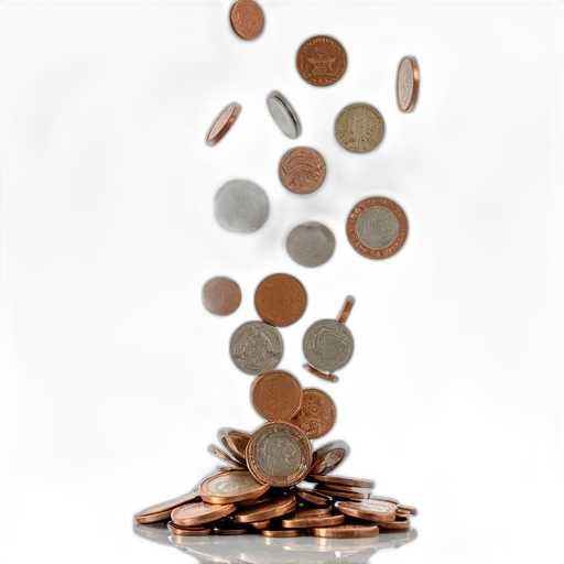 collection, various, coins, displayed, white, background, different, sizes transparent PNG cut-out