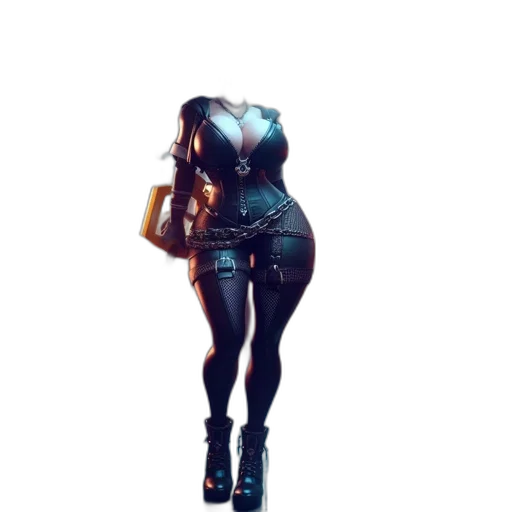 robot, dress, jacket, weapon, 3d render, concept art, cyberpunk, pixel art transparent PNG cut-out