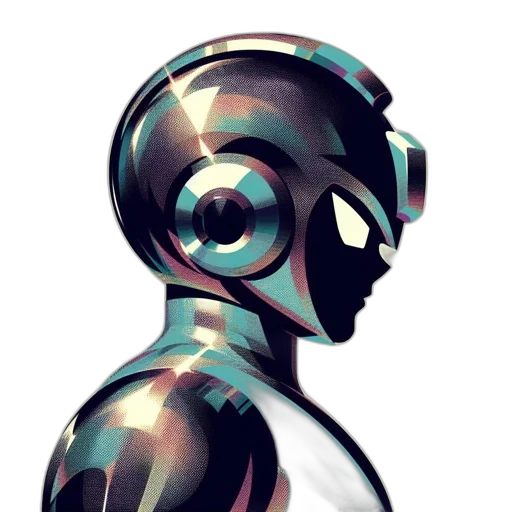 robot, mask, face, dress, concept art, 3d render, vaporwave, pixel art transparent PNG cut-out
