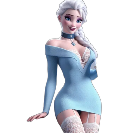 dress, concept art, 3d render, fantasy art, cartoon, blue, animated, woman transparent PNG cut-out