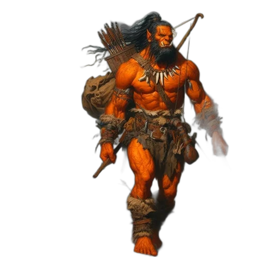 concept art, fantasy art, 3d render, comic book art, red, barbarian, figure, carries transparent PNG cut-out