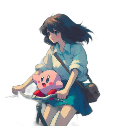 dress, weapon, umbrella, creature, pixel art, concept art, vaporwave, watercolor transparent PNG cut-out