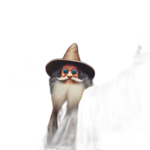 hat, staff, mask, creature, concept art, fantasy art, watercolor, 3d render transparent PNG cut-out