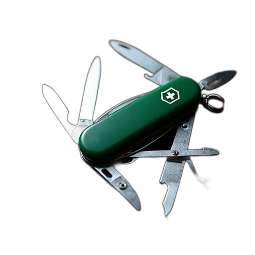 weapon, robot, 3d render, green, black, swiss, army, knife transparent PNG cut-out