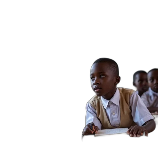 robot, 3d render, concept art, photorealistic, school, pupils, classroom, tanzania transparent PNG cut-out