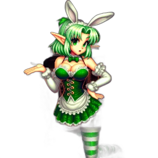 dress, staff, pixel art, fantasy art, concept art, 3d render, green, animated transparent PNG cut-out