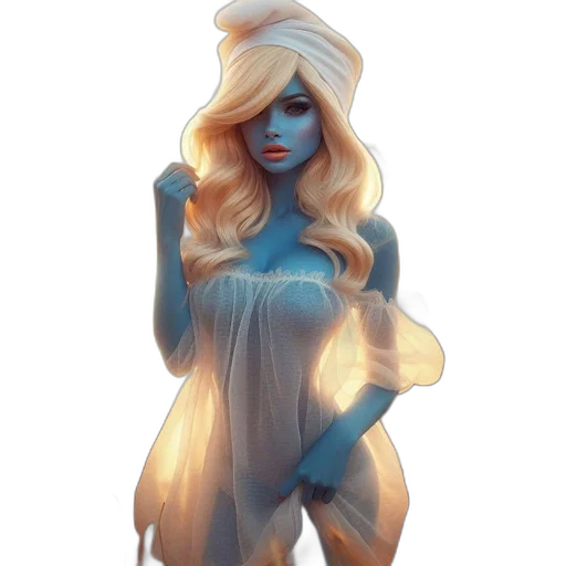 dress, fantasy art, concept art, comic book art, pixel art, blue, pastel, woman transparent PNG cut-out