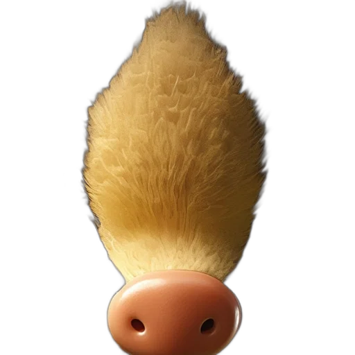 animal, hair, hat, creature, 3d render, photorealistic, concept art, golden transparent PNG cut-out