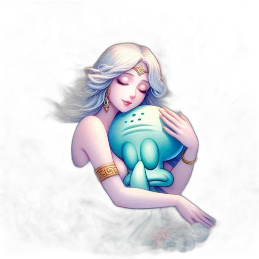 mask, concept art, fantasy art, pixel art, watercolor, underwater, pastel, blue transparent PNG cut-out