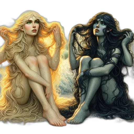 fantasy art, concept art, comic book art, watercolor, dark, golden, earth tones, monochrome transparent PNG cut-out