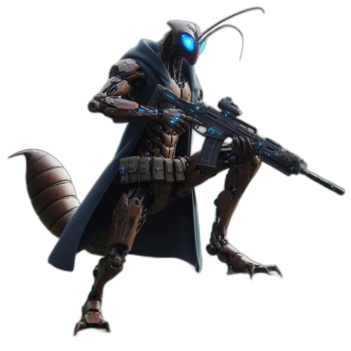 weapon, robot, staff, sword, concept art, 3d render, fantasy art, cyberpunk transparent PNG cut-out