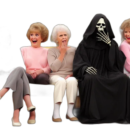 mask, 3d render, concept art, scene, four, elderly, women, famous transparent PNG cut-out