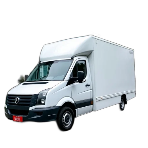 car, photorealistic, 3d render, concept art, white, delivery, van, parked transparent PNG cut-out