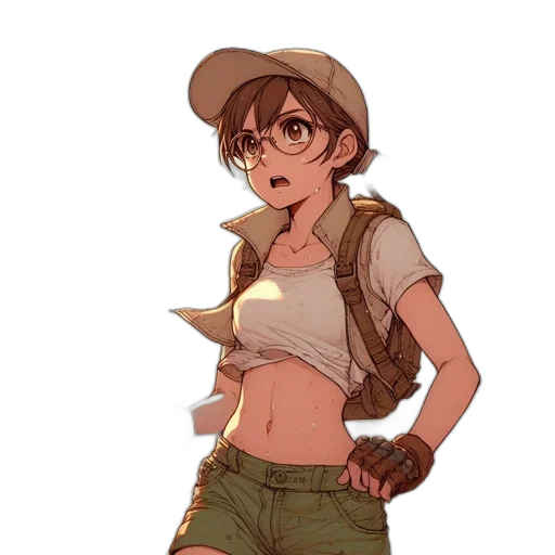 hat, jacket, weapon, staff, concept art, anime, cartoon, pixel art transparent PNG cut-out