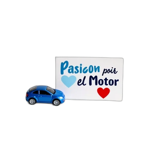 car, small, blue, toy, placed, white, surface, next transparent PNG cut-out
