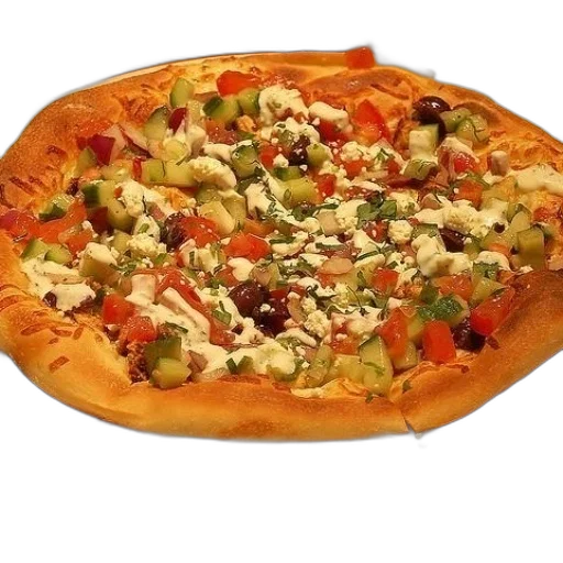 food, crown, 3d render, photorealistic, pizza, tomatoes, cucumbers, olives transparent PNG cut-out