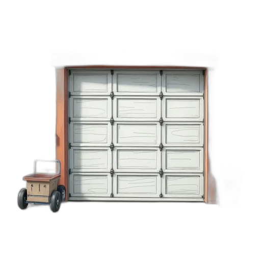 furniture, detailed, illustration, garage, door, small, cart, attached transparent PNG cut-out
