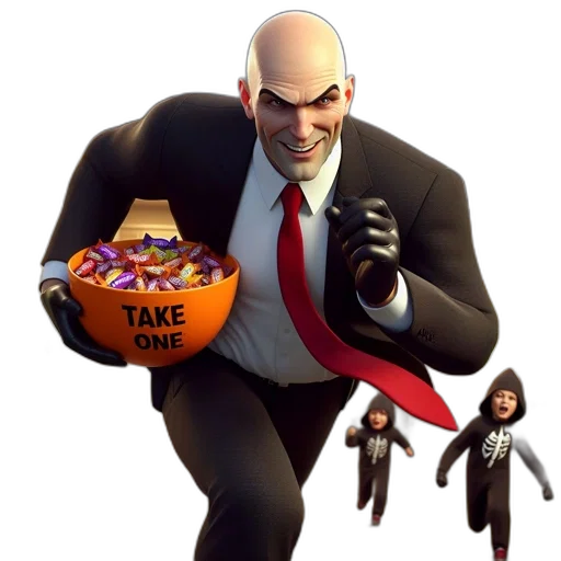 concept art, 3d render, bald, man, formal, attire, secretly, takes transparent PNG cut-out
