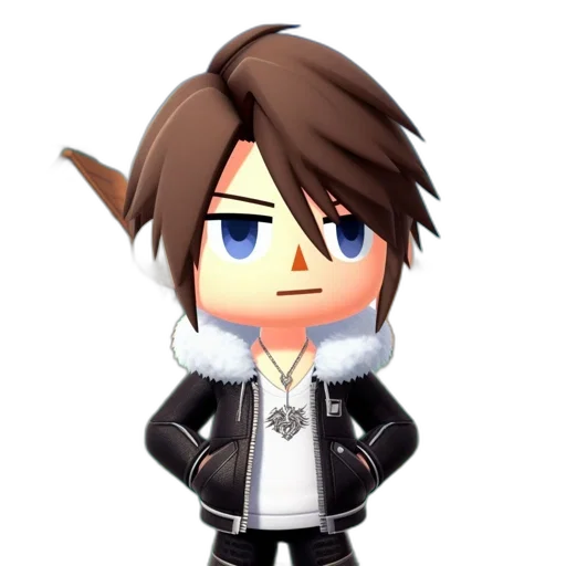 jacket, staff, 3d render, cartoon, pixel art, concept art, animal, crossing transparent PNG cut-out