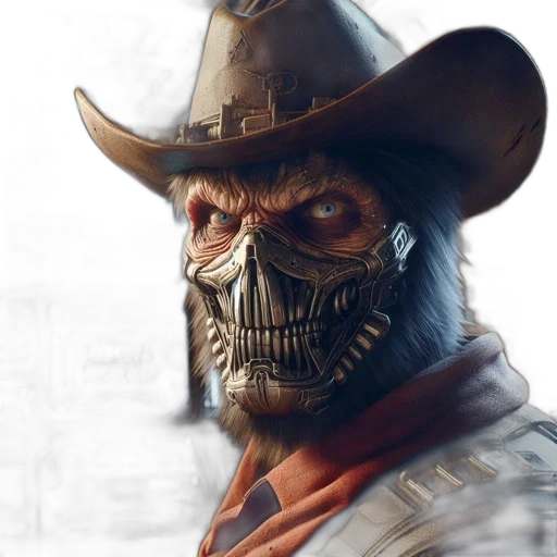 mask, face, concept art, photorealistic, comic book art, fantasy art, humanoid-primate, hybrid transparent PNG cut-out