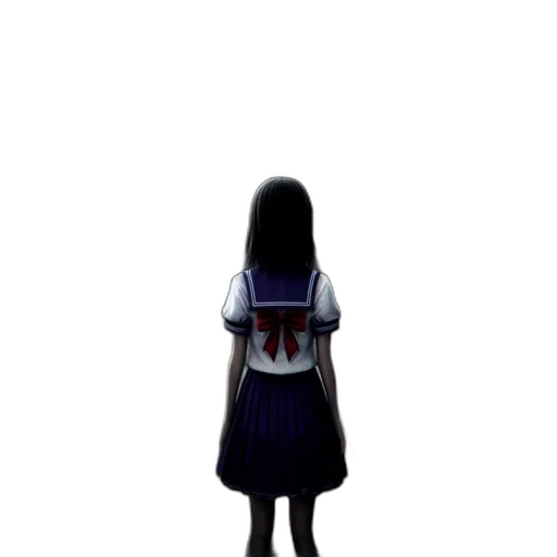 dress, creature, mask, hair, pixel art, concept art, 3d render, anime transparent PNG cut-out