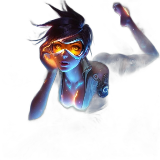 robot, mask, staff, concept art, comic book art, cyberpunk, fantasy art, neon lights transparent PNG cut-out