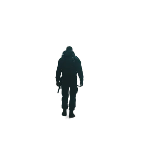 jacket, weapon, staff, robot, pixel art, concept art, 3d render, cyberpunk transparent PNG cut-out