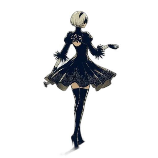 dress, mask, hat, staff, concept art, fantasy art, pixel art, anime transparent PNG cut-out