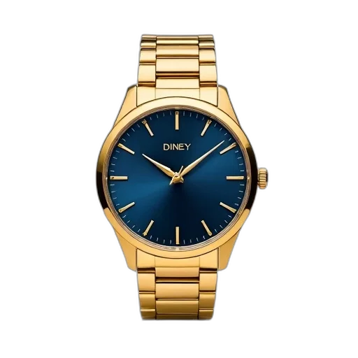 jewelry, blue, golden, gold, wristwatch, face, accents, displayed transparent PNG cut-out
