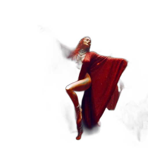 dress, concept art, comic book art, fantasy art, 3d render, fire, outer space, red transparent PNG cut-out